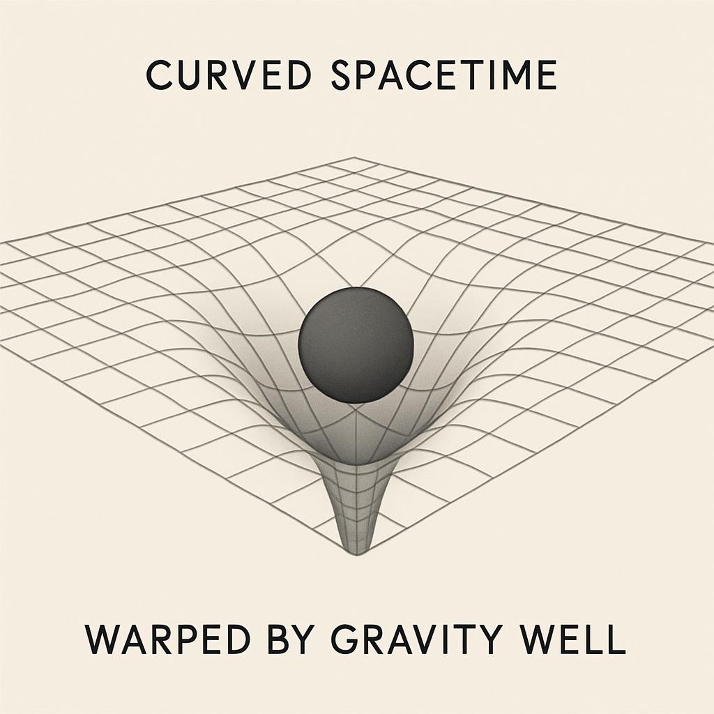 Curved Spacetime Warped by Gravity Well